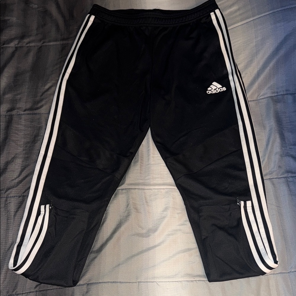 Adidas Kids Black Joggers with White Stripes
